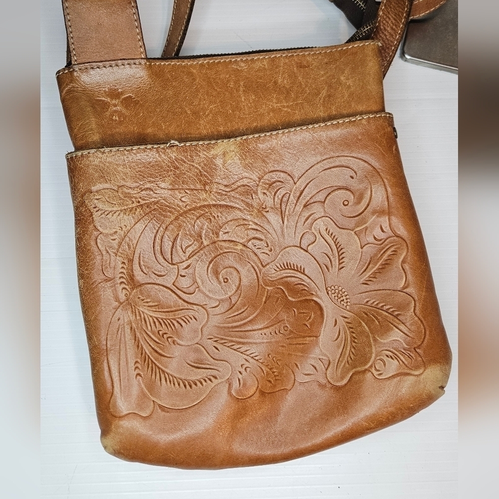 Patricia Nash Stripes Sling Florence Tuscan Crossbody Bag Leather Hand Tooled - Picture 5 of 9
